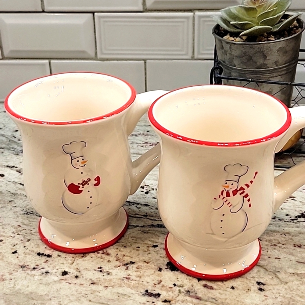 Bundle 2 Williams Sonoma Snowmen Mugs